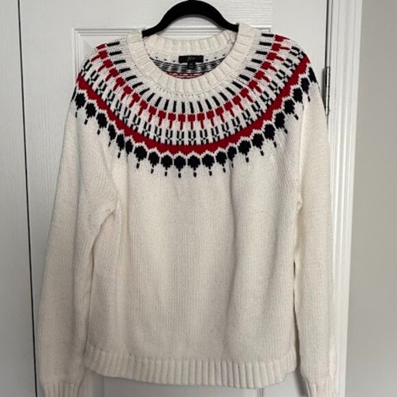 J.Crew Fair Isle Cotton Sweater, Size L - Picture 1 of 6
